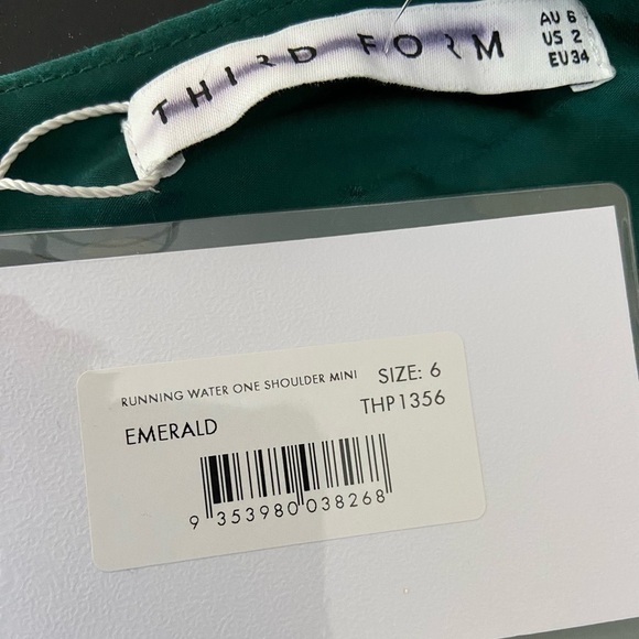 NWT Free People Third Form Running Water One Shoulder Mini Dress Green size 2 - Picture 5 of 5